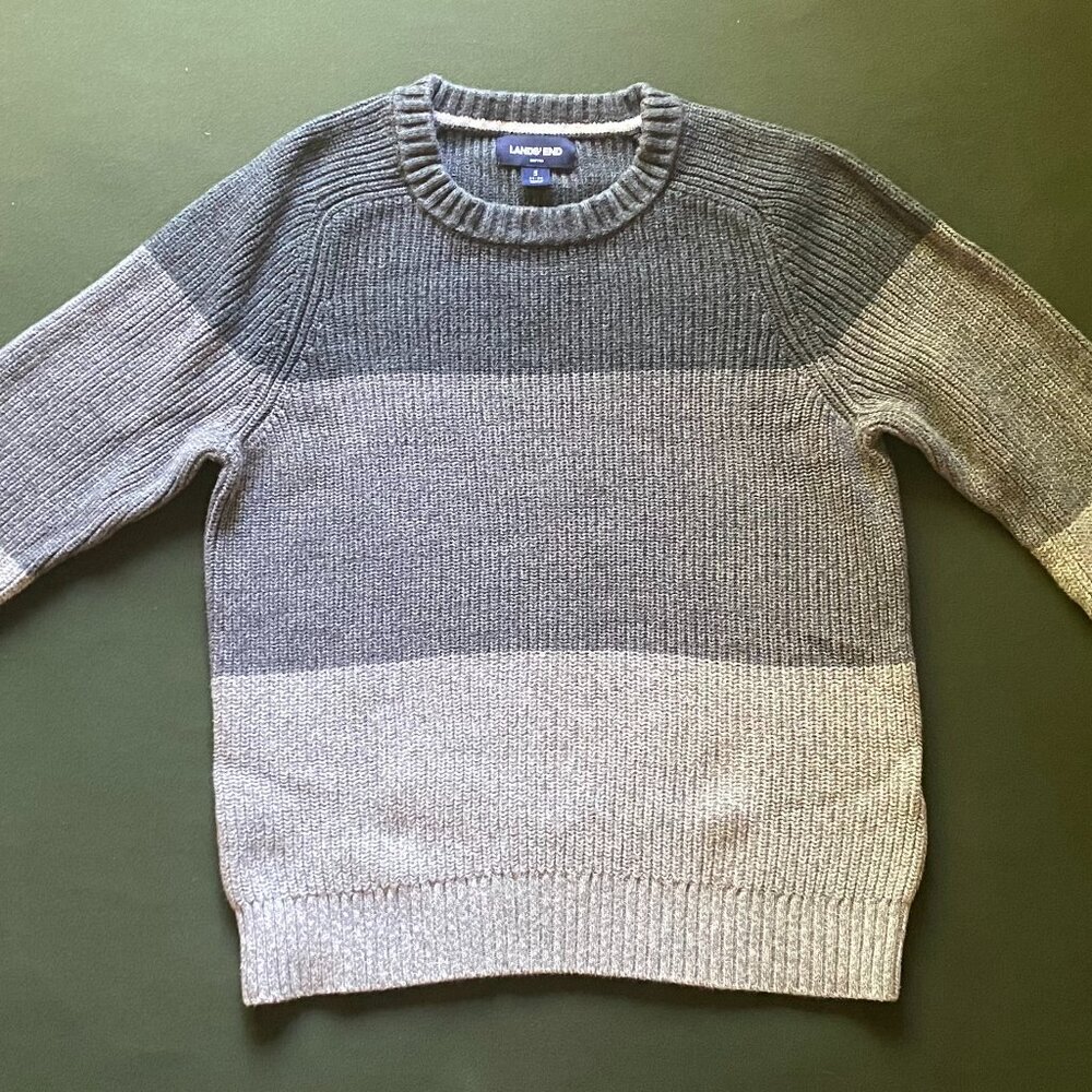 Lands' End Cotton Drifter Striped Sweater